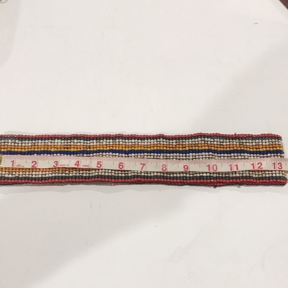 Beaded multicolor elastic stretch belt 2.5 wide 26 inch